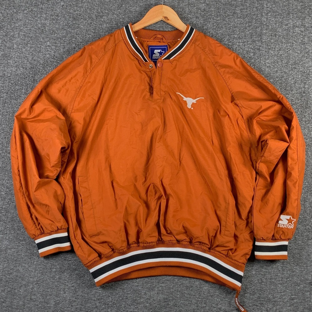 Vintage 90s Texas Longhorns Starter Pullover Men Large Windbreaker Jacket Orange
